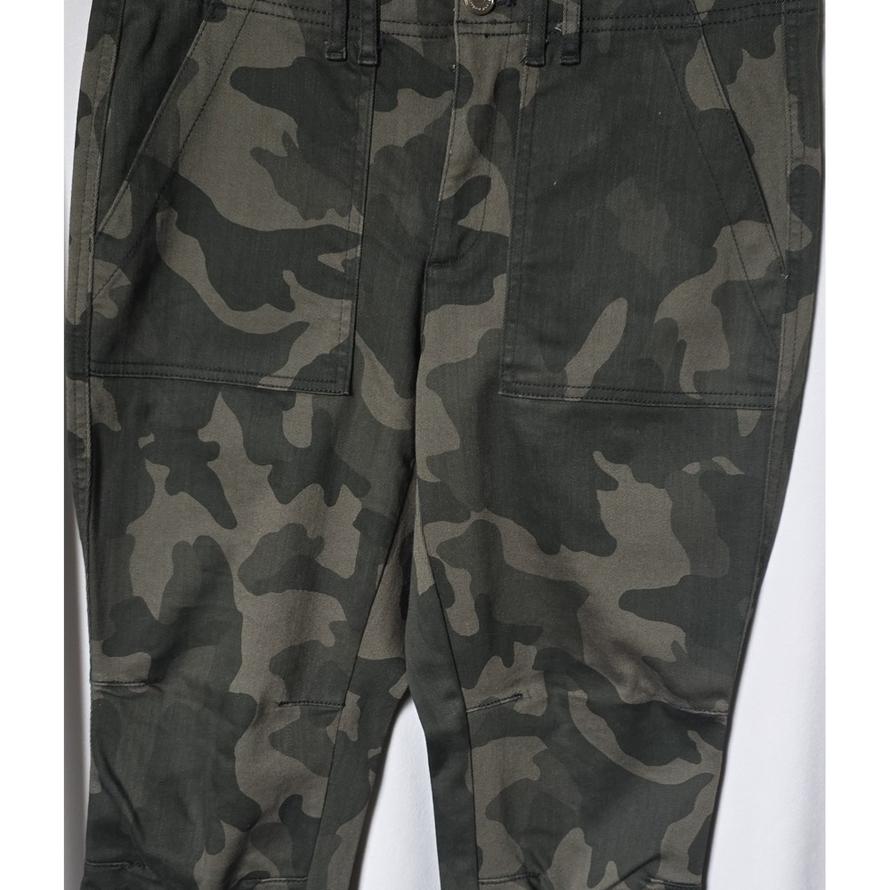 WHBM Women's Slim Ankle Camouflage Pants Zipper Button Flat Front Casual